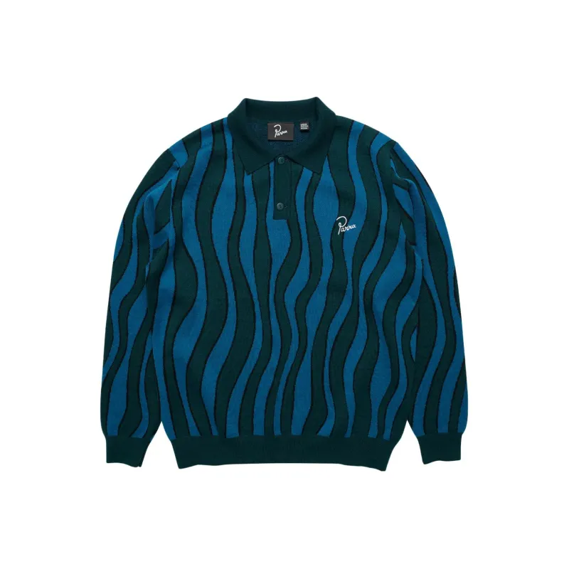 Parra Aqua Weed Waves Knitted Polo Shirt-0