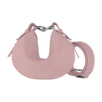 APEDE MOD Cow Leather Half Moon Bag Crescent Bag Yuanbao Bag Portable Crossbody Bag Small Size Women's Solid Color