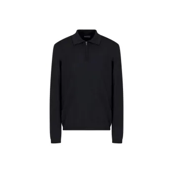 EMPORIO ARMANI Travel Essentials Plain knit Virgin wool Jumper With Polo Collar