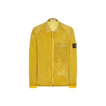 STONE ISLAND Compass patch Crinkled Zip up Overshirt