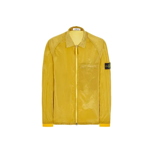 STONE ISLAND Compass patch Crinkled Zip up Overshirt