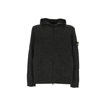 STONE ISLAND Zip Up Knitted Hoodie
