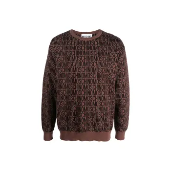 MOSCHINO Logo Intarsia Crewneck Knitted Jumper