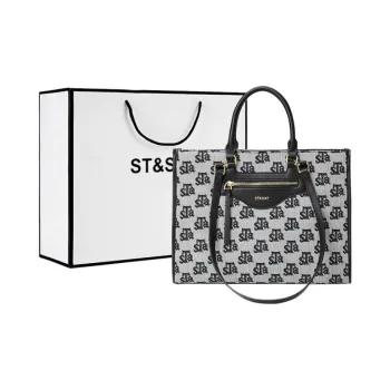 ST&SAT Fabric Handbag Shoulder Bag Tote Bag Shopping Bag Mom Bag Shoulder Bag Large Size Women's Black