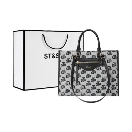ST&SAT Fabric Handbag Shoulder Bag The Bag Shopping Bag Mom Bag Shoulder Bag Large Size Women's Black