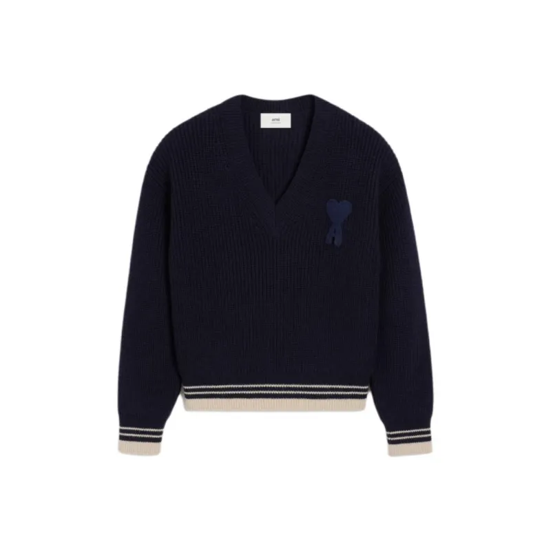 AMIPARIS Paris Ami De Coeur V Neck Knitted Jumper-0