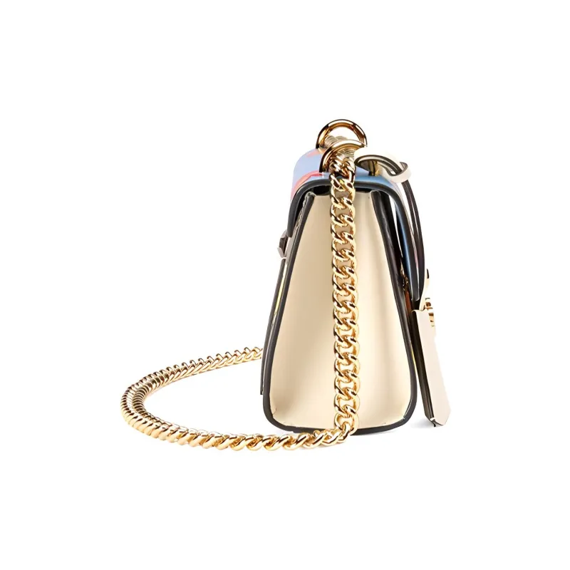 GUCCI Padlock Canvas With Leather Box Bag, Shoulder Bag, Crossbody Bag Trumpets Women's Blue/Ebony-2
