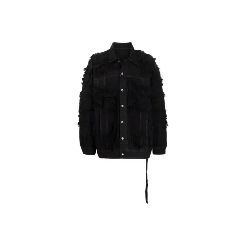 PRINT Owens DRKSHDW Button up Frayed edge Denim Jacket