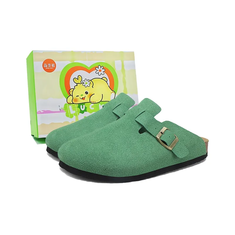 Budding Bear Cork Sole Quiet Odor Resistant Abrasion Resistant Slip Resistant Closed Toe Slippers Unisex-30