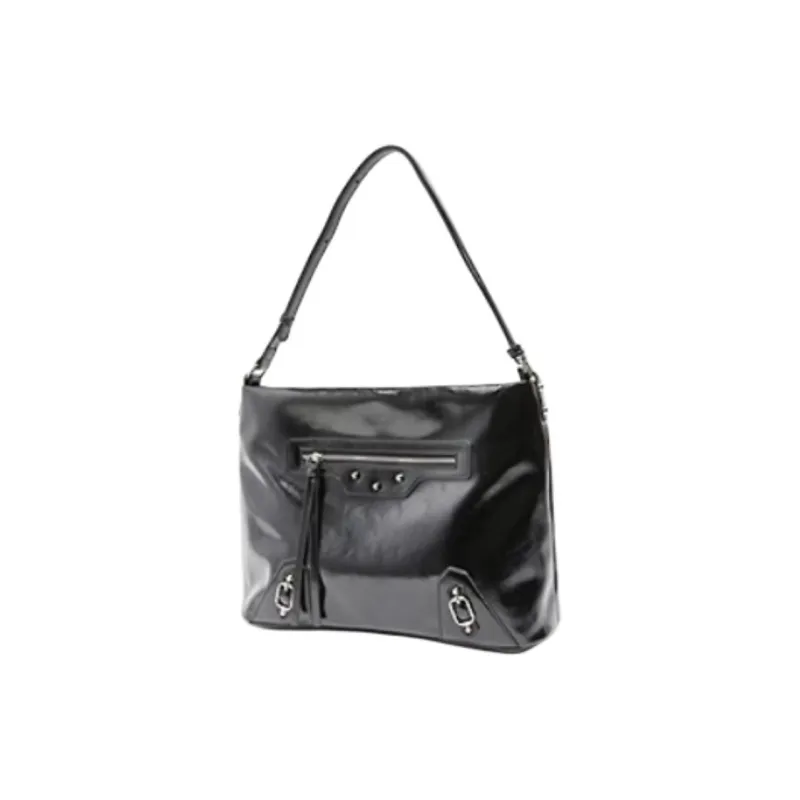 Three Blessings PU Tote Bag, Shopping Bag, Shoulder Bag Medium Size Women's Black-1