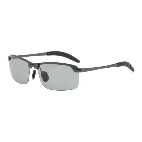 PRETTYALLUSION Metal Rubber Square Sunglasses Men's