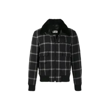 SAINT LAURENT Checked Zip Up Bomber Jacket