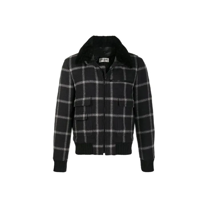 SAINT LAURENT Checked Zip Up Bomber Jacket-0