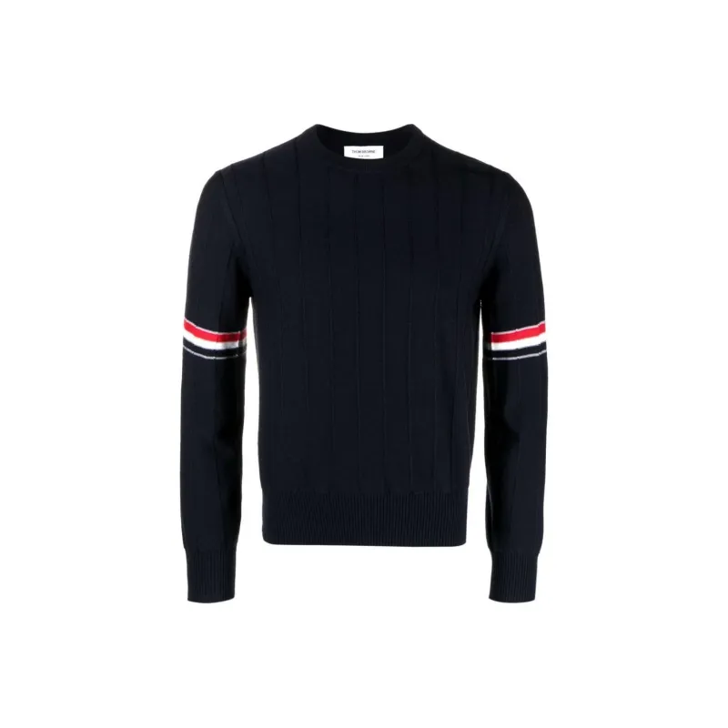 THOM BROWNE RWB Stripe Long Sleeved Crewneck Jumper-0