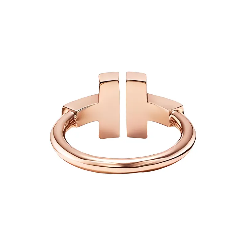 TIFFANY & CO. 2010s Pre owned 18kt Rose Gold T Wire Diamond Ring-2