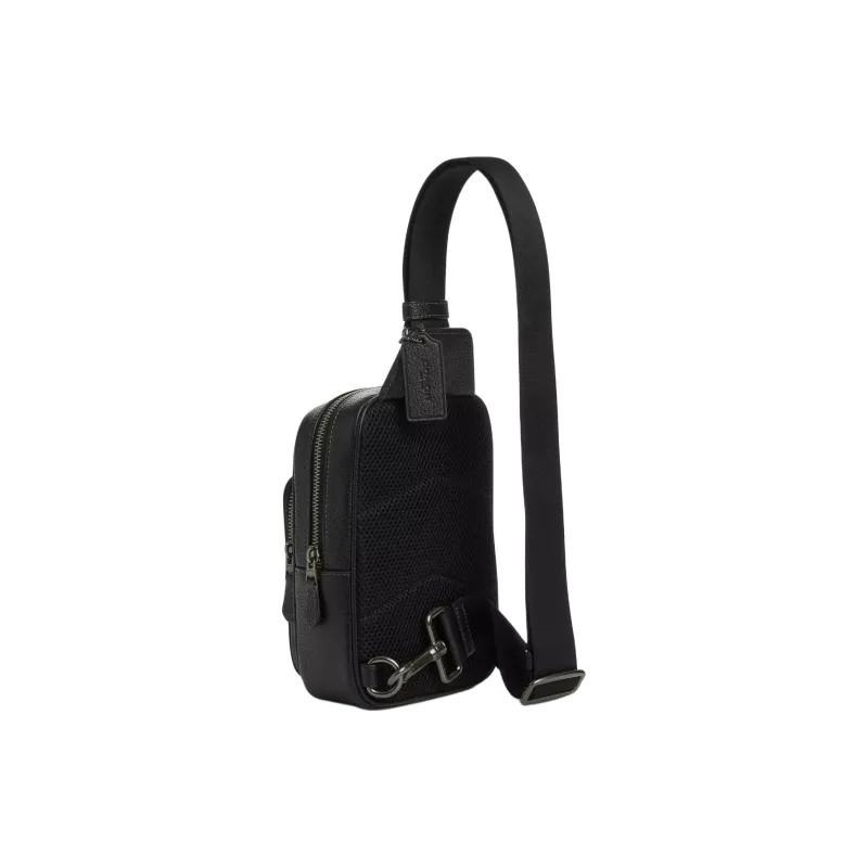 COACH RACER Pebbled Leather Sling Bag Trumpets Men's Black-1