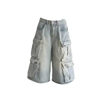 PAINT STAIN Denim Shorts Style Unisex Blue Single Item