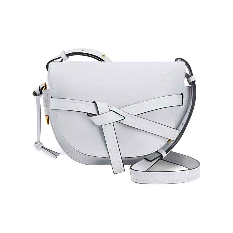 LOEWE Gate Cow Leather Crossbody Bag Shoulder Bag Women's Mist White-0