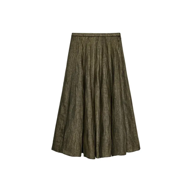 ZARA ZW Series Casual Long Skirt Women's Green-1