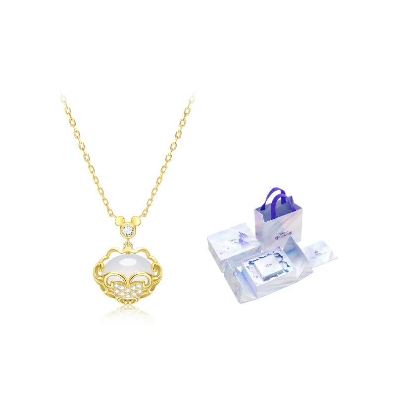 Disney 925 Sterling Silver Collarbone Chain Necklace Women's Gold/Silver Gift Box Set-18