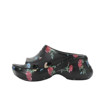 Balenciaga Rubber Sole Slip Resistant Slide Slippers Women's Black