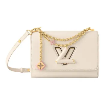 LOUIS VUITTON TwistSLIM Cow Leather Shoulder Bag, Handbag Medium Size Women's Beige