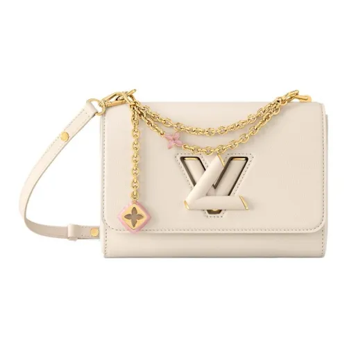 LOUIS VUITTON TwistSLIM Cow Leather Shoulder Bag, Handbag Medium Size Women's Beige