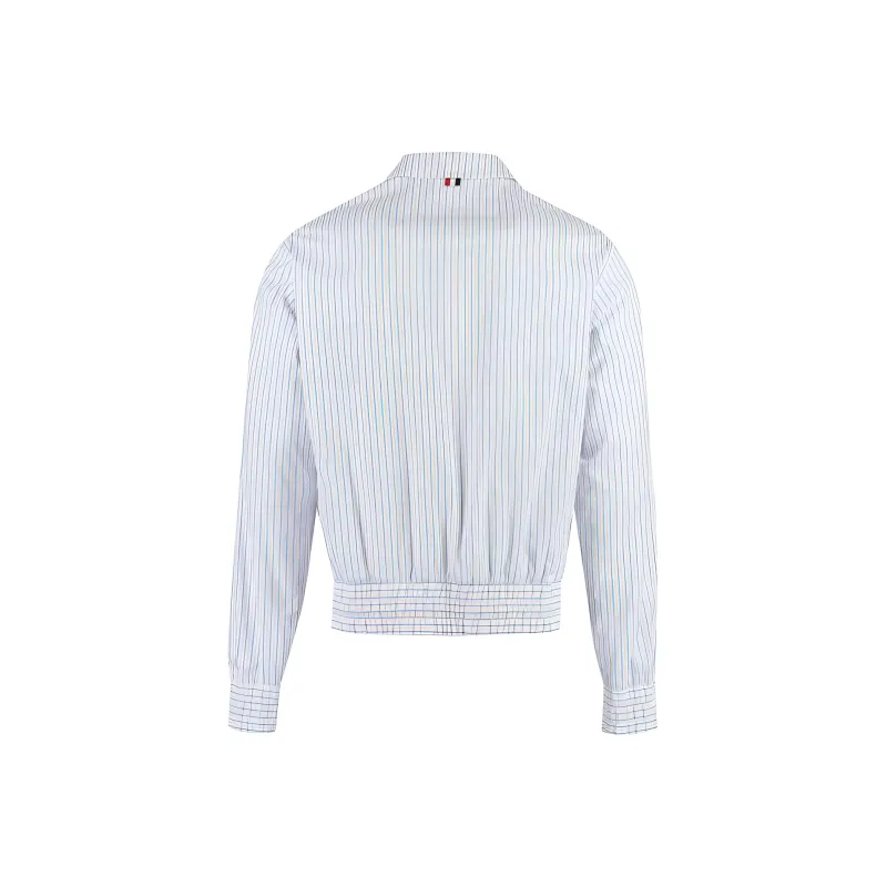 THOM BROWNE Striped Drawstring Waistband Shirt Jacket-1