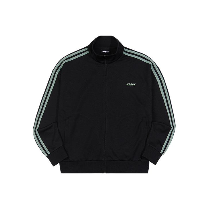 ☆NERDY☆ line track top black Nerdy Logo Tape Track Jacket Men Athletic Long Sleeve Black