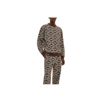 GUESS Printed Crewneck Sweater Men's Brown