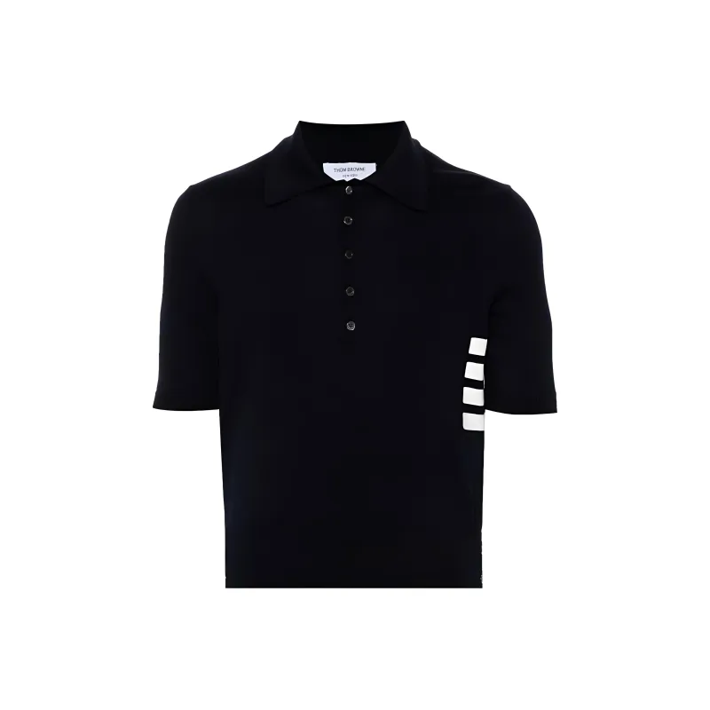 THOM BROWNE 4 Bar Short Sleeved Knitted Polo Shirt-0