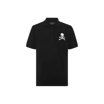 PHILIPP PLEIN Skull embroidered Cotton Polo Shirt