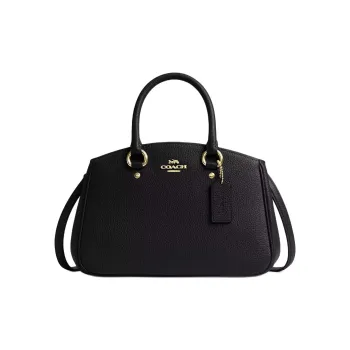 COACH Litchi Grain Leather One Shoulder Handbag Small Size Women's Black