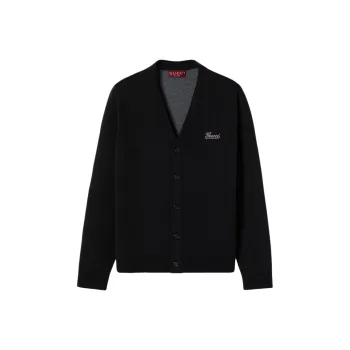 GUCCI Logo Embroidered Knit Cardigan