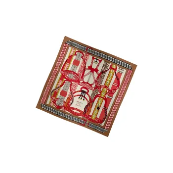 HERMES Cashmere Shawls Women's Red/Apricot/Orange/Pink/Blue