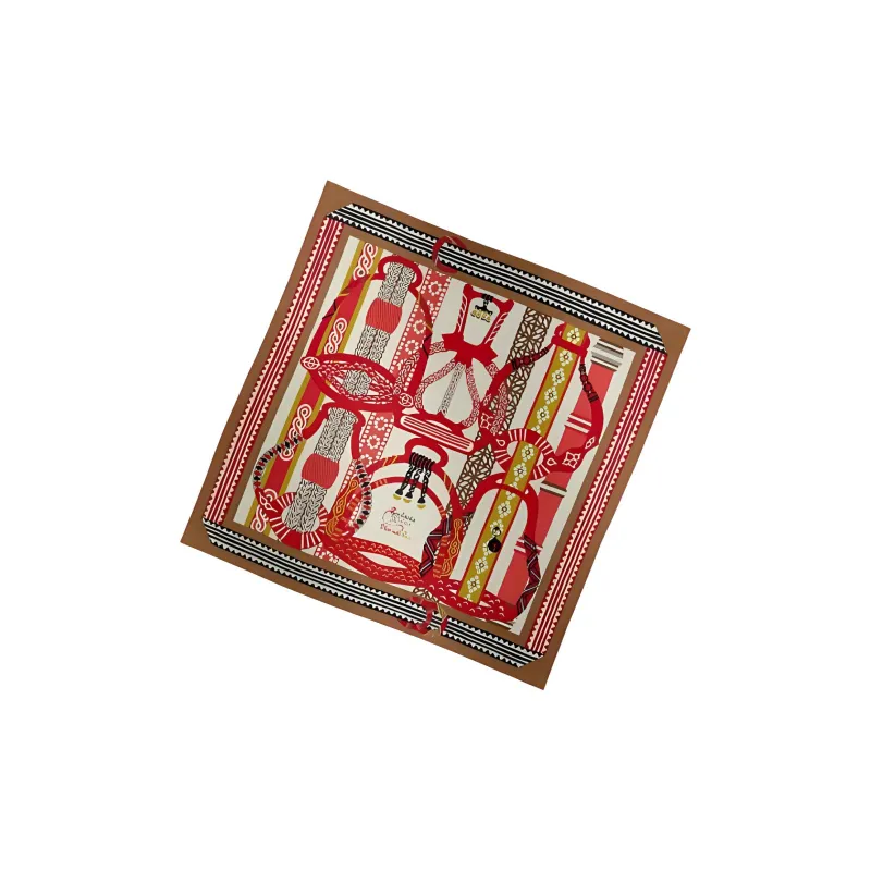 HERMES Cashmere Shawls Women's Red/Apricot/Orange/Pink/Blue-0