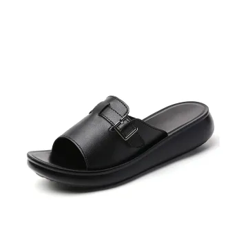 Reivanti PU Polyurethane Slip Resistant Slide Slippers Women's Black