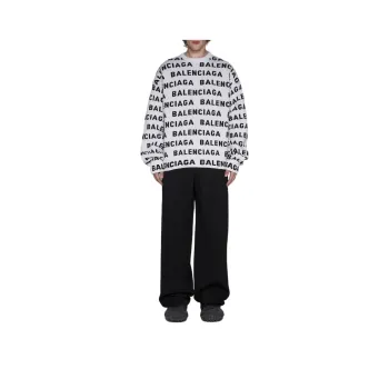 Balenciaga Allover Logo Intarsia Knitted Jumper