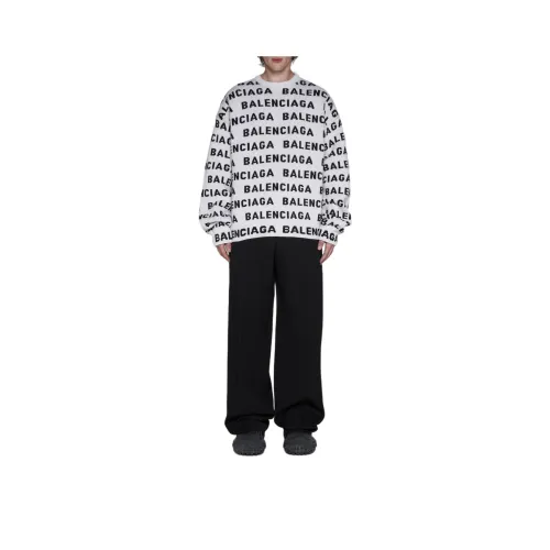 Balenciaga Allover Logo Intarsia Knitted Jumper