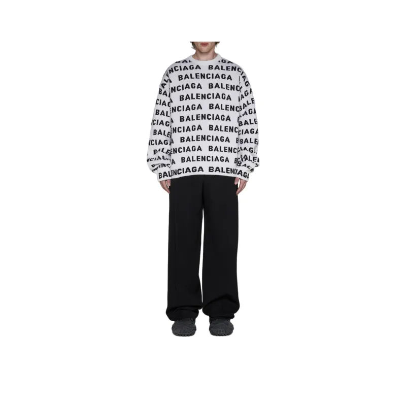 Balenciaga Allover Logo Intarsia Knitted Jumper-0