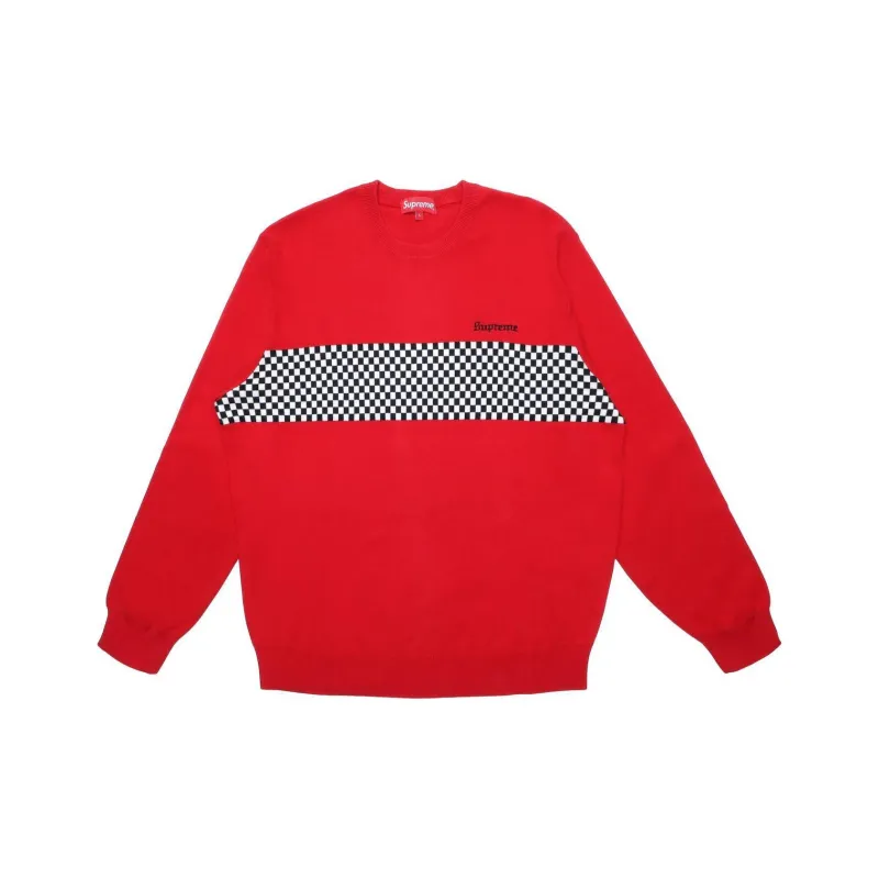 Supreme Checkered Panel Crewneck Sweater-0