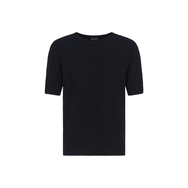 GIORGIO ARMANI Chevron Virgin Wool Crew neck Jumper-0