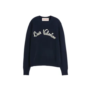 Valentino Wool Crew Neck Sweater Sweater Men's Marine Blue
