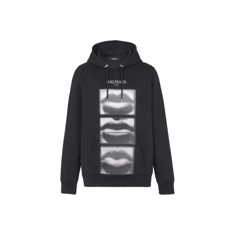 BALMAIN Vintage Lips Printed Hoodie-0
