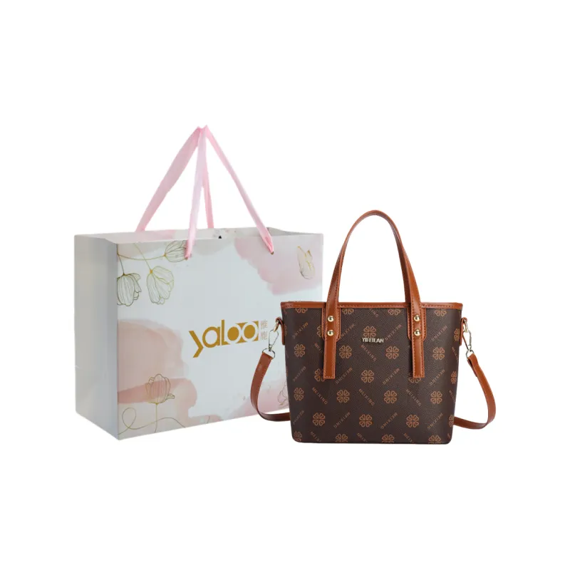 Yalu PU Handbag Unisex Little Tree Brown/Windmill Brown/Four Leaf Clover/1987 Brown-9