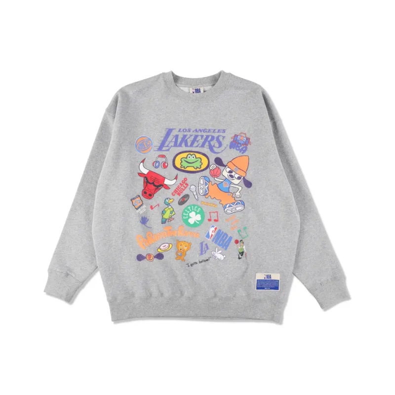 Nba X WIND AND SEA NBA X PARAPPA THE RAPPER Collaboration Sweatshirts Unisex Gray-0