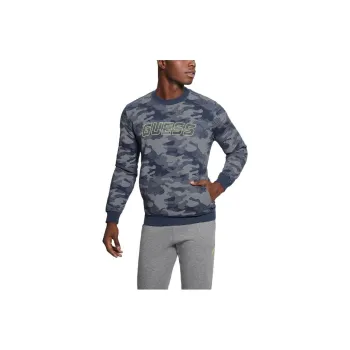 GUESS Eco Boniface Camouflage Logo Sweatshirt Sweater Men's Blue