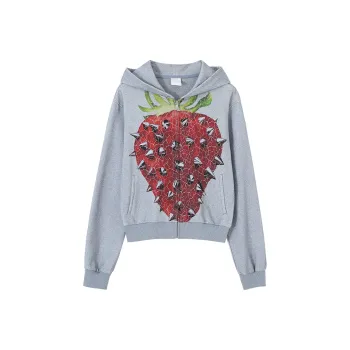 CONP Punk Strawberries Hoodie Sweatshirt Unisex Gray Blue