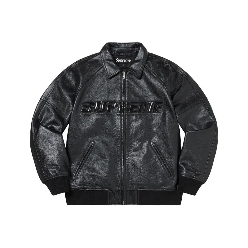 Supreme Silver Surfer Leather Varsity Jacket-4