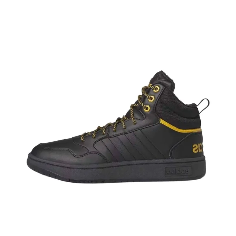Adidas Hoops 3.0 Mid Winterized Classic Fur Lining Core Black Preloved Yellow-0